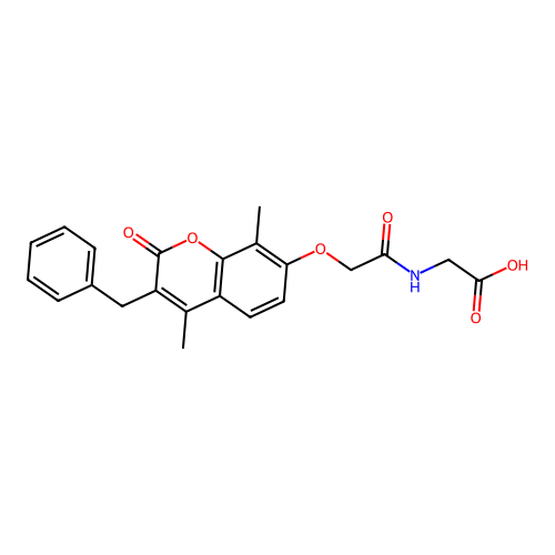 N-{[(3-benzyl-4,8-dimethyl-2-oxo-2H-chromen-7-yl)oxy]acetyl}glycine structure