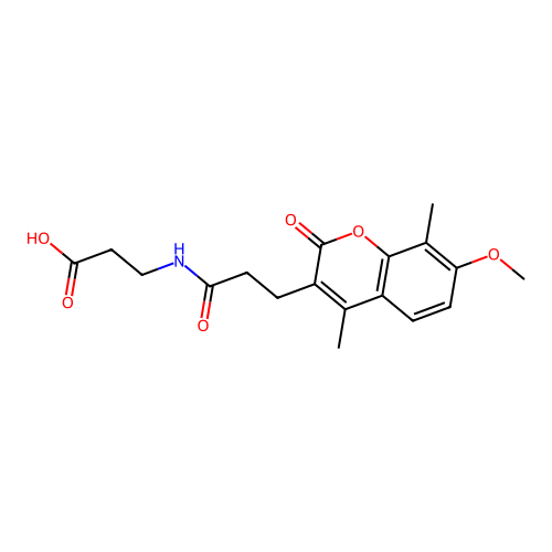 N-[3-(7-methoxy-4,8-dimethyl-2-oxo-2H-chromen-3-yl)propanoyl]-beta-alanine structure