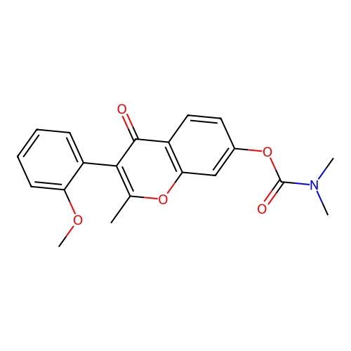 3-(2-methoxyphenyl)-2-methyl-4-oxo-4H-chromen-7-yl dimethylcarbamate structure