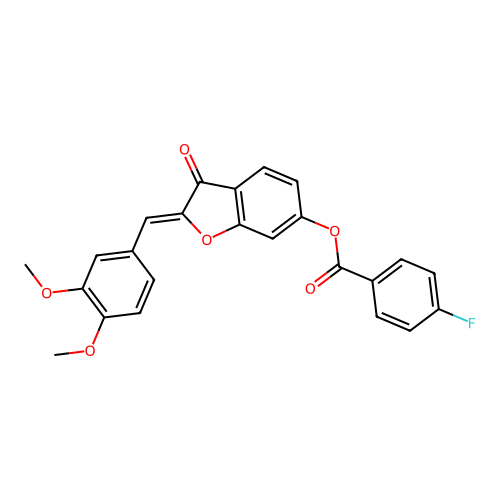 (Z)-2-(3,4-dimethoxybenzylidene)-3-oxo-2,3-dihydrobenzofuran-6-yl 4-fluorobenzoate structure