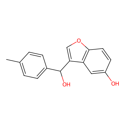 3-[Hydroxy(4-methylphenyl)methyl]-1-benzofuran-5-OL structure