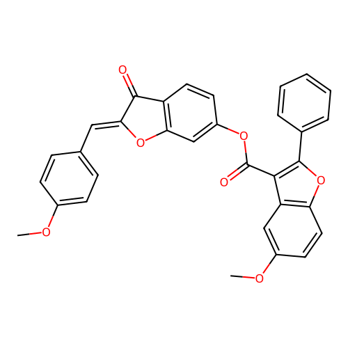 (Z)-2-(4-methoxybenzylidene)-3-oxo-2,3-dihydrobenzofuran-6-yl 5-methoxy-2-phenylbenzofuran-3-carboxylate structure