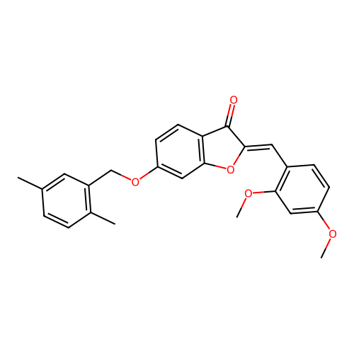 (2Z)-2-(2,4-dimethoxybenzylidene)-6-[(2,5-dimethylbenzyl)oxy]-1-benzofuran-3(2H)-one structure