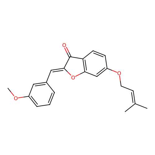 (Z)-2-(3-methoxybenzylidene)-6-((3-methylbut-2-en-1-yl)oxy)benzofuran-3(2H)-one structure