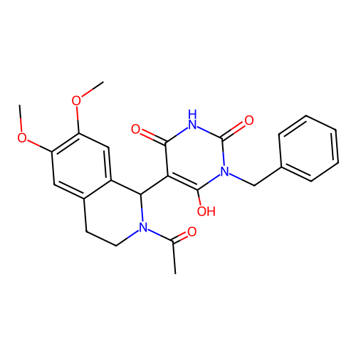 5-(2-acetyl-6,7-dimethoxy-1,2,3,4-tetrahydroisoquinolin-1-yl)-3-benzyl-6-hydroxypyrimidine-2,4(1H,3H)-dione structure