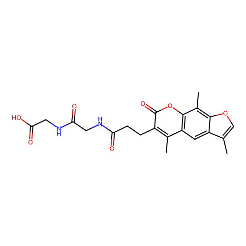 2-(2-(3-(3,5,9-trimethyl-7-oxo-7H-furo[3,2-g]chromen-6-yl)propanamido)acetamido)acetic acid structure