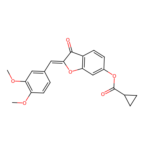 (Z)-2-(3,4-dimethoxybenzylidene)-3-oxo-2,3-dihydrobenzofuran-6-yl cyclopropanecarboxylate structure