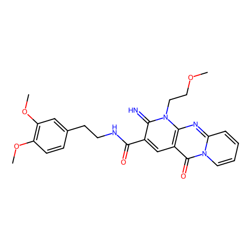 N-[2-(3,4-dimethoxyphenyl)ethyl]-2-imino-1-(2-methoxyethyl)-5-oxo-1,5-dihydro-2H-dipyrido[1,2-a:2',3'-d]pyrimidine-3-carboxamide structure