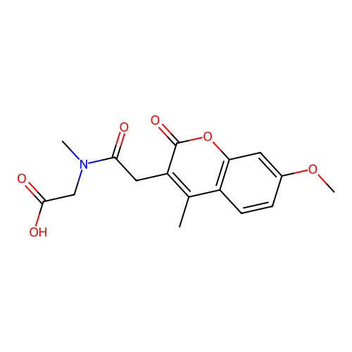N-[(7-methoxy-4-methyl-2-oxo-2H-chromen-3-yl)acetyl]-N-methylglycine structure