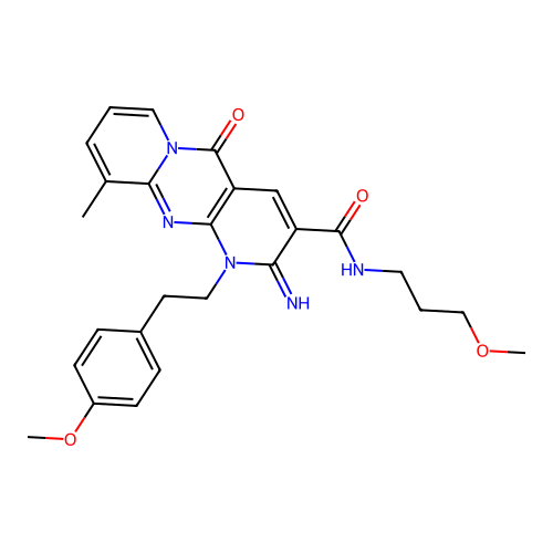 2-imino-1-[2-(4-methoxyphenyl)ethyl]-N-(3-methoxypropyl)-10-methyl-5-oxo-1,5-dihydro-2H-dipyrido[1,2-a:2',3'-d]pyrimidine-3-carboxamide structure