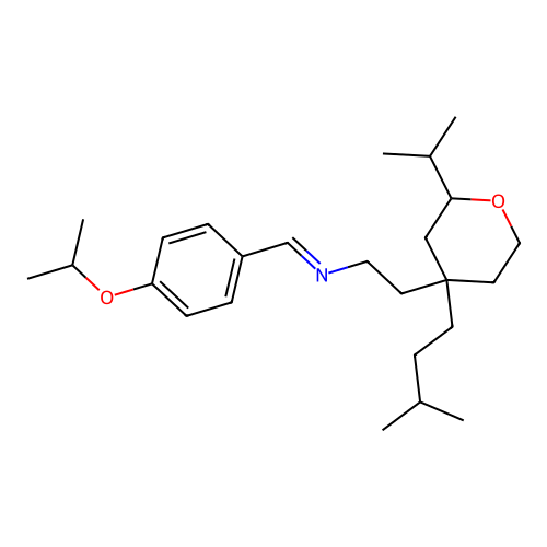 (E)-2-(4-isopentyl-2-isopropyltetrahydro-2H-pyran-4-yl)-N-(4-isopropoxybenzylidene)ethanamine structure