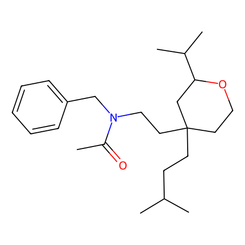 N-benzyl-N-(2-(4-isopentyl-2-isopropyltetrahydro-2H-pyran-4-yl)ethyl)acetamide structure