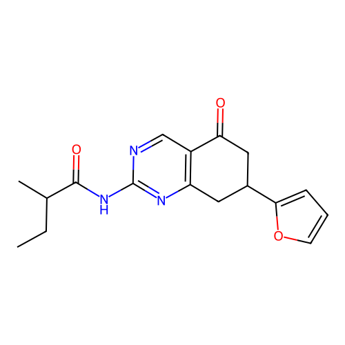 N-(7-(furan-2-yl)-5-oxo-5,6,7,8-tetrahydroquinazolin-2-yl)-2-methylbutanamide structure