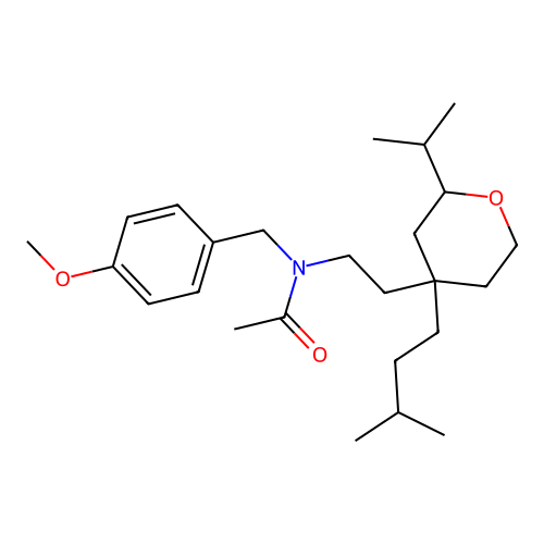 N-(2-(4-isopentyl-2-isopropyltetrahydro-2H-pyran-4-yl)ethyl)-N-(4-methoxybenzyl)acetamide structure