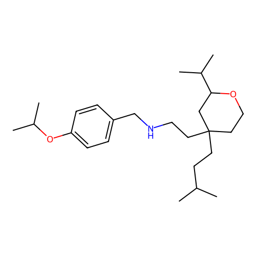 2-(4-isopentyl-2-isopropyltetrahydro-2H-pyran-4-yl)-N-(4-isopropoxybenzyl)ethanamine structure