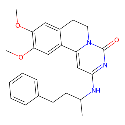 9,10-dimethoxy-2-((4-phenylbutan-2-yl)amino)-6,7-dihydro-4H-pyrimido[6,1-a]isoquinolin-4-one structure