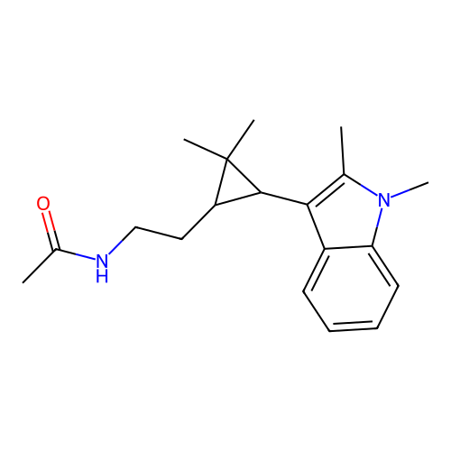 N-(2-(3-(1,2-dimethyl-1H-indol-3-yl)-2,2-dimethylcyclopropyl)ethyl)acetamide structure