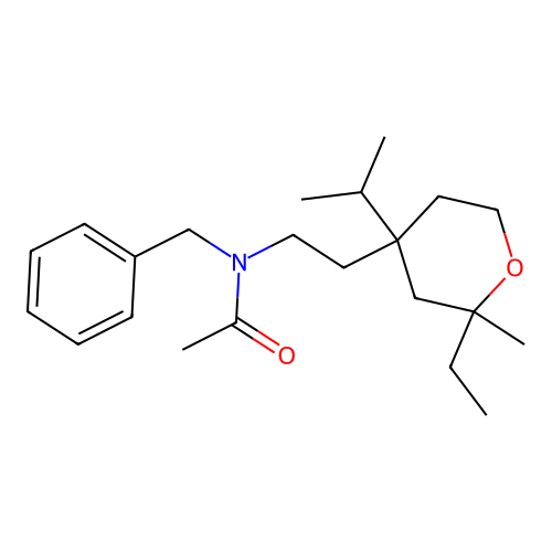 N-benzyl-N-[2-(2-ethyl-2-methyl-4-propan-2-yloxan-4-yl)ethyl]acetamide structure