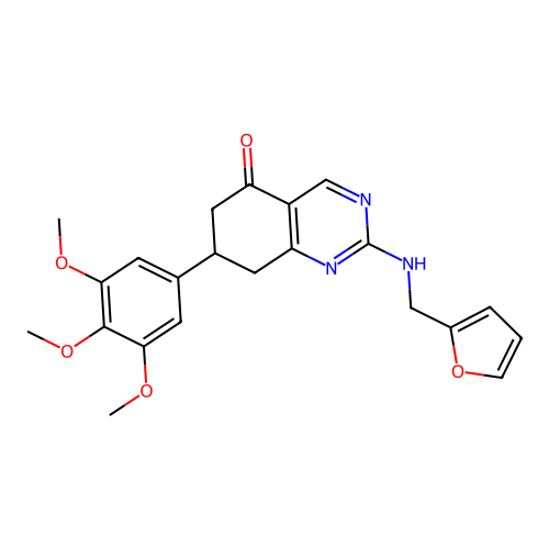 2-((furan-2-ylmethyl)amino)-7-(3,4,5-trimethoxyphenyl)-7,8-dihydroquinazolin-5(6H)-one structure