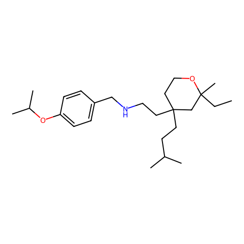 2-[2-ethyl-2-methyl-4-(3-methylbutyl)oxan-4-yl]-N-[(4-propan-2-yloxyphenyl)methyl]ethanamine structure