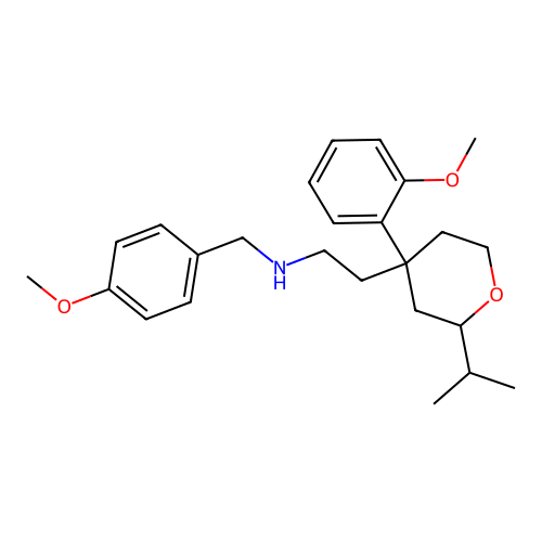 2-(2-isopropyl-4-(2-methoxyphenyl)tetrahydro-2H-pyran-4-yl)-N-(4-methoxybenzyl)ethanamine structure