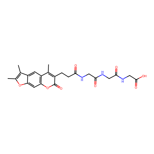 2-(2-(2-(3-(2,3,5-trimethyl-7-oxo-7H-furo[3,2-g]chromen-6-yl)propanamido)acetamido)acetamido)acetic acid structure