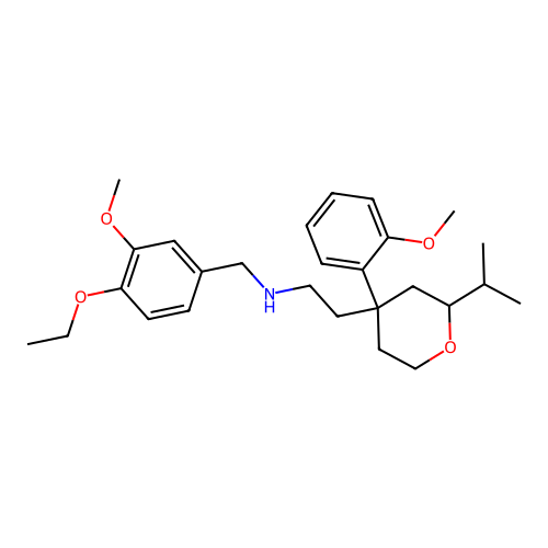 N-(4-ethoxy-3-methoxybenzyl)-2-(2-isopropyl-4-(2-methoxyphenyl)tetrahydro-2H-pyran-4-yl)ethanamine structure