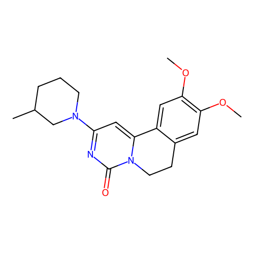 9,10-dimethoxy-2-(3-methylpiperidin-1-yl)-6,7-dihydro-4H-pyrimido[6,1-a]isoquinolin-4-one structure