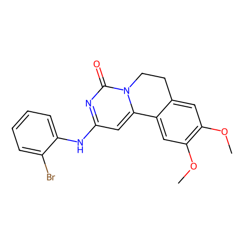 2-((2-bromophenyl)amino)-9,10-dimethoxy-6,7-dihydro-4H-pyrimido[6,1-a]isoquinolin-4-one structure