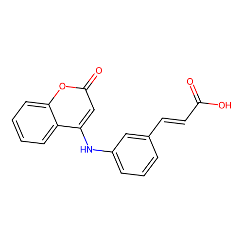 3-{3-[(2-oxo-2H-chromen-4-yl)amino]phenyl}acrylic acid structure