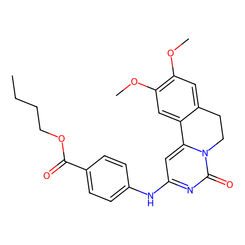 butyl 4-((9,10-dimethoxy-4-oxo-6,7-dihydro-4H-pyrimido[6,1-a]isoquinolin-2-yl)amino)benzoate structure