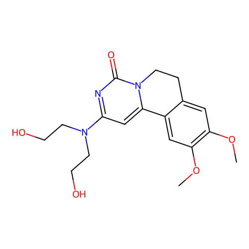 2-(bis(2-hydroxyethyl)amino)-9,10-dimethoxy-6,7-dihydro-4H-pyrimido[6,1-a]isoquinolin-4-one structure