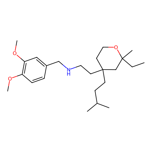 N-[(3,4-dimethoxyphenyl)methyl]-2-[2-ethyl-2-methyl-4-(3-methylbutyl)oxan-4-yl]ethanamine structure