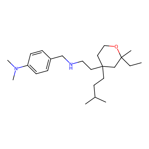 4-[[2-[2-ethyl-2-methyl-4-(3-methylbutyl)oxan-4-yl]ethylamino]methyl]-N,N-dimethylaniline structure