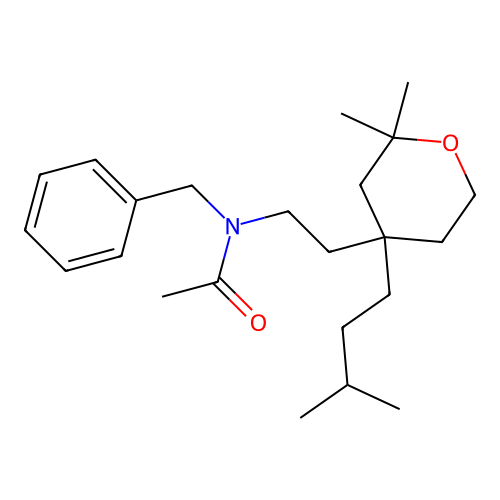 N-Benzyl-N-{2-[2,2-dimethyl-4-(3-methylbutyl)oxan-4-YL]ethyl}acetamide structure