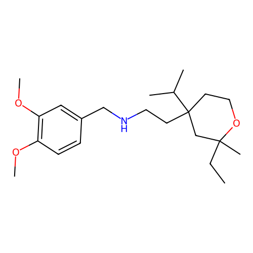 N-(3,4-dimethoxybenzyl)-2-(2-ethyl-4-isopropyl-2-methyltetrahydro-2H-pyran-4-yl)ethanamine structure