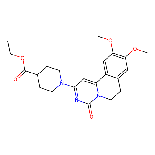 ethyl 1-(9,10-dimethoxy-4-oxo-6,7-dihydro-4H-pyrimido[6,1-a]isoquinolin-2-yl)piperidine-4-carboxylate structure