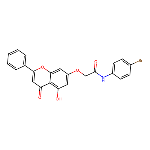 N-(4-bromophenyl)-2-[(5-hydroxy-4-oxo-2-phenyl-4H-chromen-7-yl)oxy]acetamide structure
