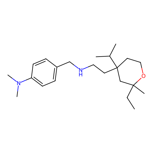 4-[[2-(2-ethyl-2-methyl-4-propan-2-yl-oxan-4-yl)ethylamino]methyl]-N,N-dimethyl-aniline structure