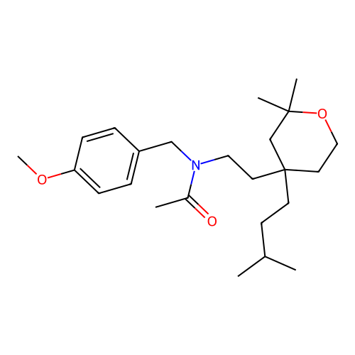 N-(2-(4-isopentyl-2,2-dimethyltetrahydro-2H-pyran-4-yl)ethyl)-N-(4-methoxybenzyl)acetamide structure