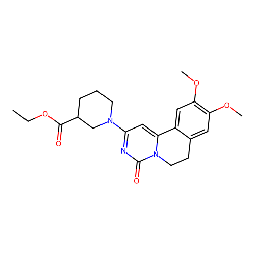 ethyl 1-(9,10-dimethoxy-4-oxo-6,7-dihydro-4H-pyrimido[6,1-a]isoquinolin-2-yl)piperidine-3-carboxylate structure