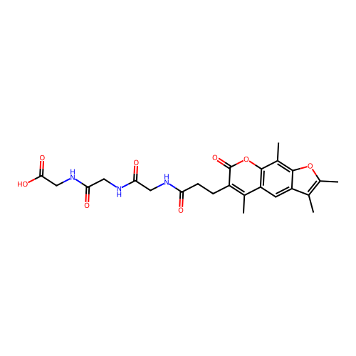 2-(2-(2-(3-(2,3,5,9-tetramethyl-7-oxo-7H-furo[3,2-g]chromen-6-yl)propanamido)acetamido)acetamido)acetic acid structure