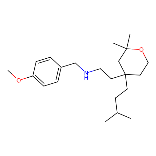 2-[2,2-dimethyl-4-(3-methylbutyl)oxan-4-yl]-N-[(4-methoxyphenyl)methyl]ethanamine structure