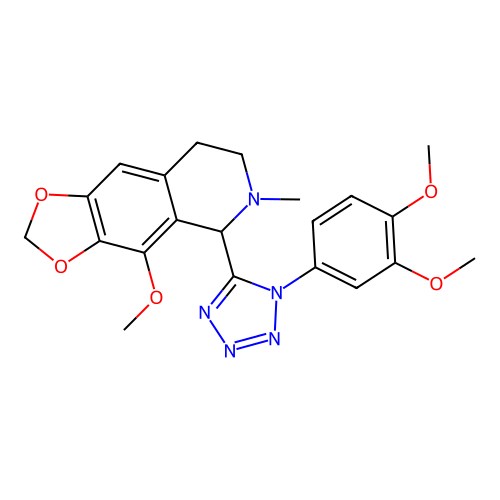 5-(1-(3,4-dimethoxyphenyl)-1H-tetrazol-5-yl)-4-methoxy-6-methyl-5,6,7,8-tetrahydro-[1,3]dioxolo[4,5-g]isoquinoline structure