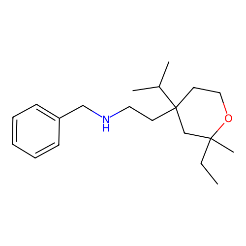 N-benzyl-2-(2-ethyl-4-isopropyl-2-methyltetrahydro-2H-pyran-4-yl)ethanamine structure