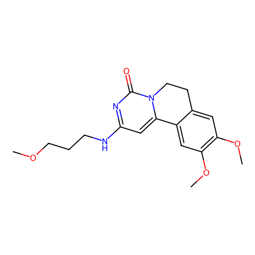 9,10-dimethoxy-2-((3-methoxypropyl)amino)-6,7-dihydro-4H-pyrimido[6,1-a]isoquinolin-4-one structure