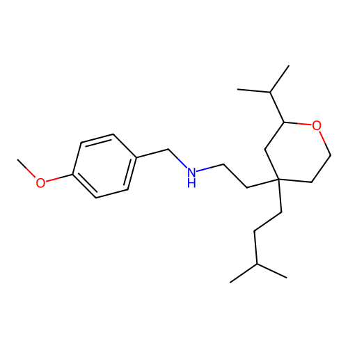 {2-[2-isopropyl-4-(3-methylbutyl)tetrahydropyran-4-yl]ethyl}-(4-methoxybenzyl)amine structure