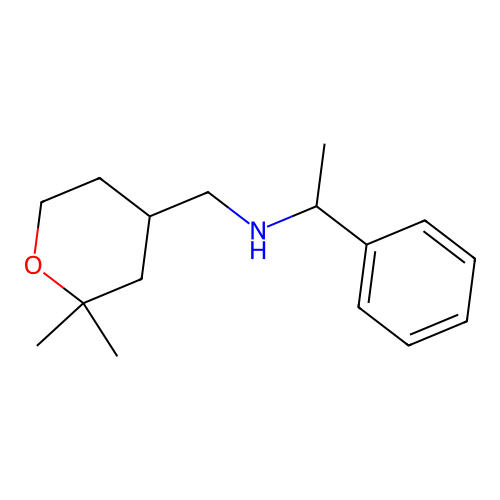 N-((2,2-dimethyltetrahydro-2H-pyran-4-yl)methyl)-1-phenylethanamine structure