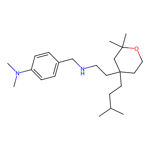 4-[[2-[2,2-dimethyl-4-(3-methylbutyl)oxan-4-yl]ethylamino]methyl]-N,N-dimethyl-aniline structure