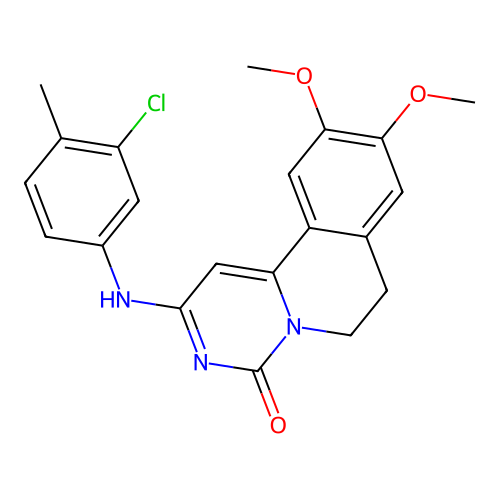 2-((3-chloro-4-methylphenyl)amino)-9,10-dimethoxy-6,7-dihydro-4H-pyrimido[6,1-a]isoquinolin-4-one structure